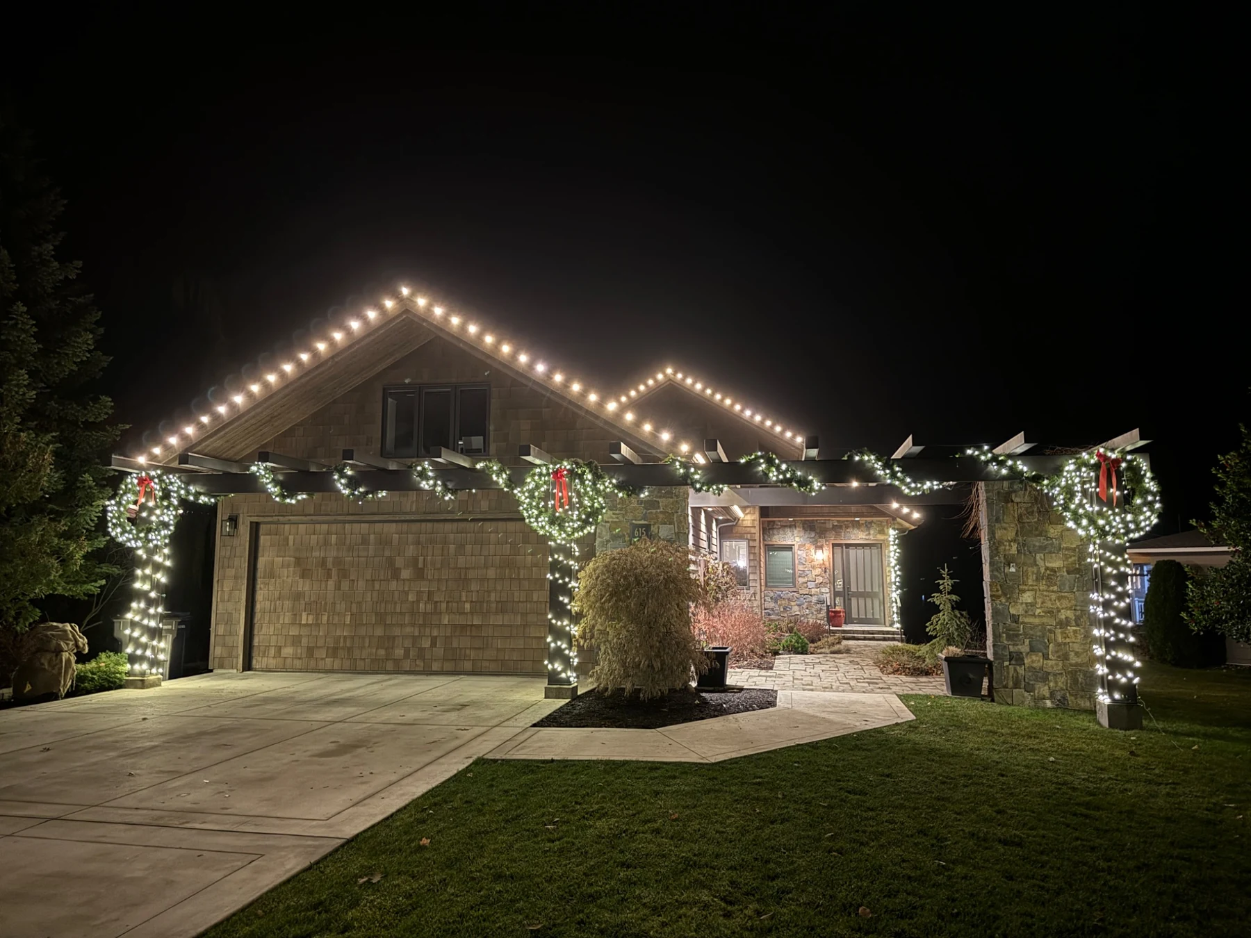 Warm white Christmas light installation