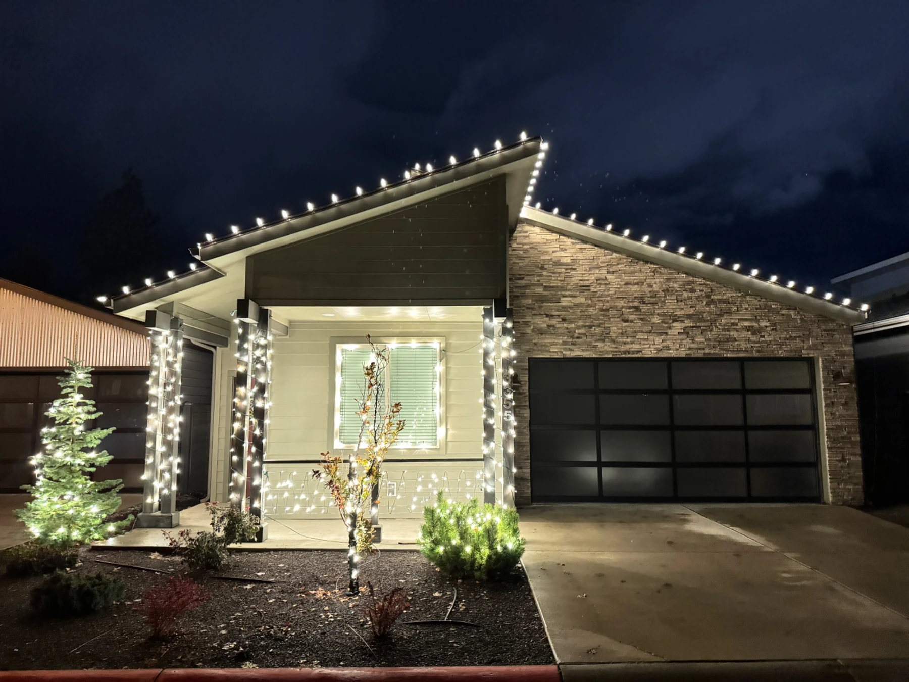 Warm white Christmas light installation