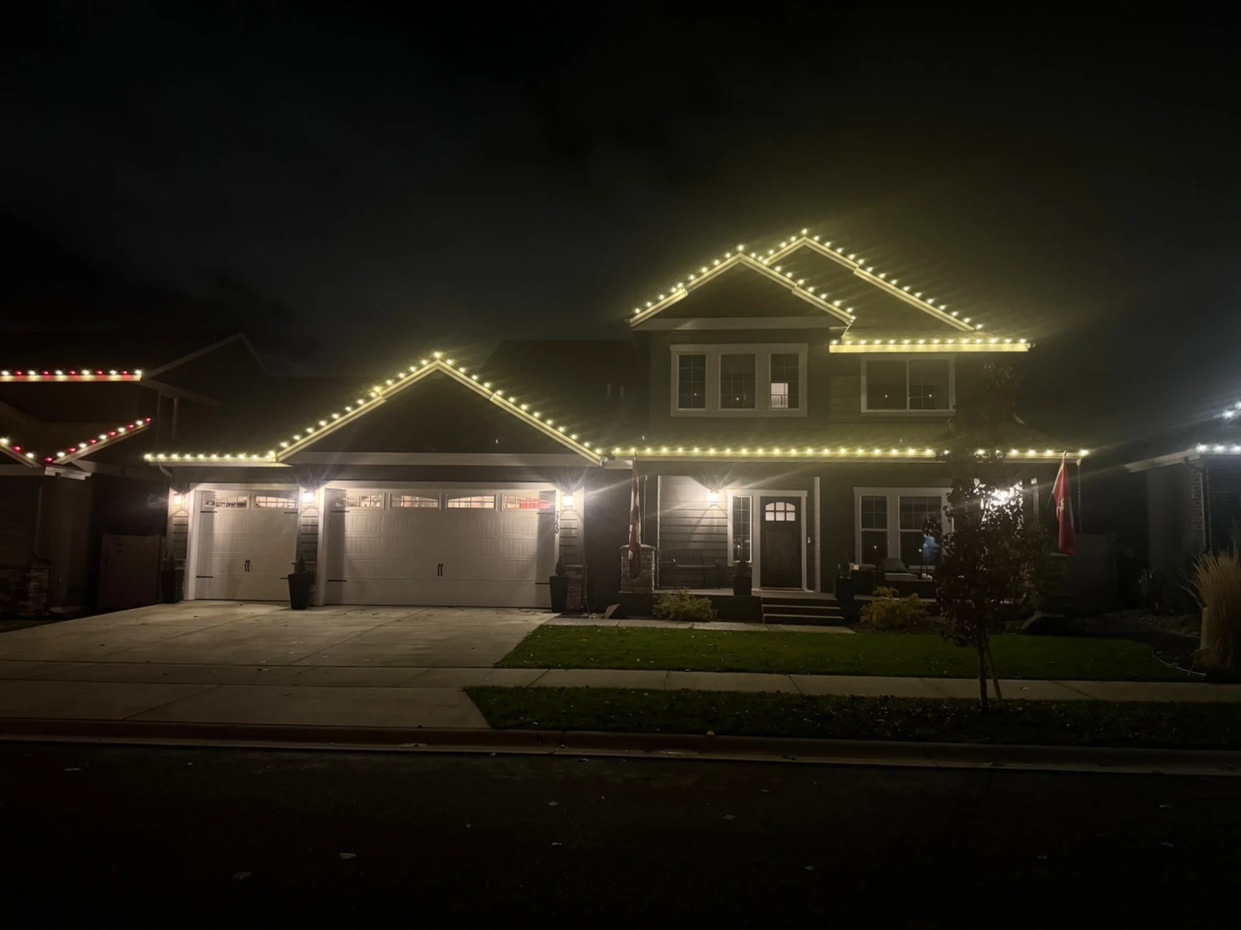 Warm white Christmas light installation